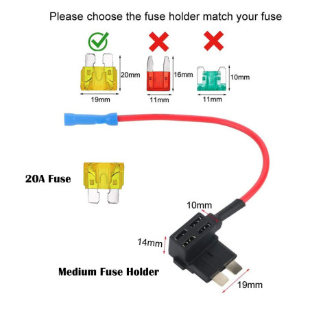 8 Pcs 12V pour voiture, adaptateurs Bolatus de taille moyenne pour fusibles automobiles, distributeur de fusibles Add-A, porte-f