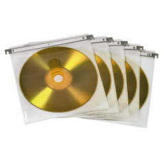 Hama Pochettes de Protection Doubles (en Plastique, pour CD/DVD/Blu-Ray, 2 CD par Pochette, Lot de 50) Blanc/Transparent