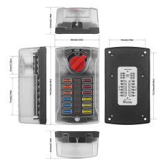 Jtron Boîte à fusibles de voiture 12 V avec fusible ATC/ATO Blade Porte-fusibles LED Voyant lumineux Couvercle en plastique pour