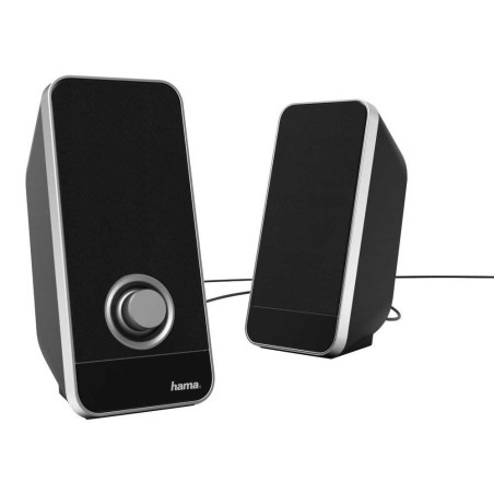 Hama Sonic LS-206 Enceintes pour Ordinateur - Système Stéréo 2.0, Haut-Parleurs Alimentés en USB, Connexion Jack 3.5mm - Noir/Ar