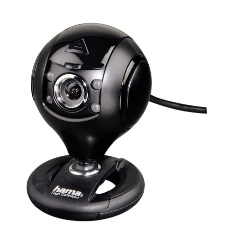 Hama Spy Protect Webcam PC - Qualité Vidéo HD 720p, Microphone Intégré, Eclairage LED, Cache Lentille - Convient pour Les Appels