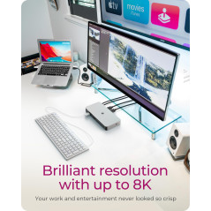 ICY BOX Station d'accueil USB4 (10-en-1) avec 2X HDMI, USB4 Docking Station pour Ordinateur Portable (3 Ports USB 3.2 Gen 2, PD 
