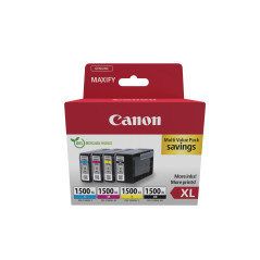 Canon PGI-1500 XL C M Y BK Pack de 4 Cartouches Capacité XL (Noir XL Cyan XL Magenta XL Jaune XL) Certifié (Carton Recyclable 20
