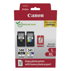 Canon PG540L / CL541XL Lot de 2 Cartouches d'encre Authentiques à Haut rendement Couleurs et Noir 50 Feuilles de Papier Photo 10