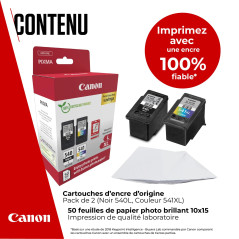 Canon PG540L / CL541XL Lot de 2 Cartouches d'encre Authentiques à Haut rendement Couleurs et Noir 50 Feuilles de Papier Photo 10