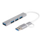 DeLOCK Hub USB Fin à 4 Ports avec USB Type-C ou USB Type-A