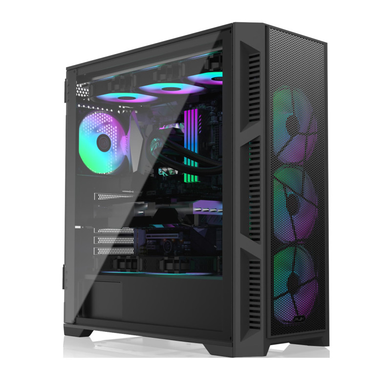 Raijintek PONOS Ultra Mesh Midi-Tower, Tempered Glass - Schwarz
