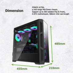 Raijintek PONOS Ultra Mesh Midi-Tower, Tempered Glass - Schwarz