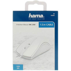 Hama Souris Optique à 3 Boutons MC-200, Filaire, Blanche