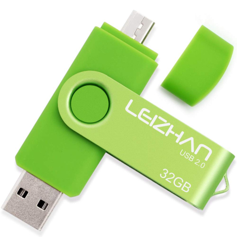 leizhan Clé USB 32Go USB 2.0 OTG 2 en 1 Flash Drive Mémoire Stick pour PC Ordinateur Portable Android Smartphone Tablette-Vert leizhan Clé USB 32Go USB 2.0 OTG 2 en 1 Flash Drive Mémoire Stick pour PC Ordinateur Portable Android Smartphone Tablette-Vert