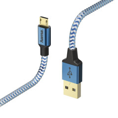 Hama Câble de charge et transfert de données "Reflective" (USB-A mâle vers Micro-USB, USB 2.0, plaqué or, 480 MBit/s, 20 V, 3 A,