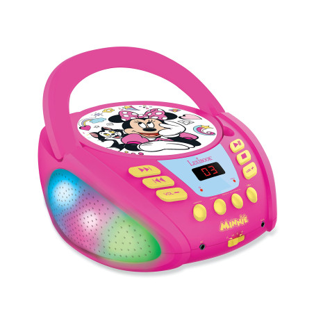 Lexibook, Disney Minnie, Lecteur CD Bluetooth pour Enfants - Portable, Effets Lumineux, Prise Micro, Entrée aux-in, Pile ou Sect