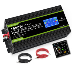 NOVOPAL Convertisseur Pur Sinus 1500W Onduleur Convertisseur 12V 220V 230V avec télécommande et Dual AC Prises et écran LCD,pour