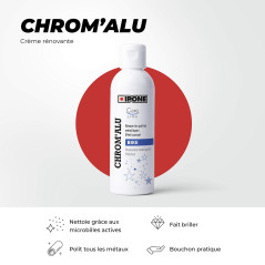 IPONE – Crème Rénovatrice Métaux aux microbilles actives - Chrom’Alu – Nettoie et Polit Tous Métaux – Enlève les traces et piqûr