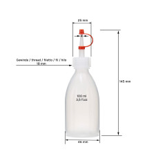 Lot de 10 bouteilles en plastique de 100 ml en polyéthylène basse densité, naturel, G18, bouchon compte-gouttes, bande de mainti