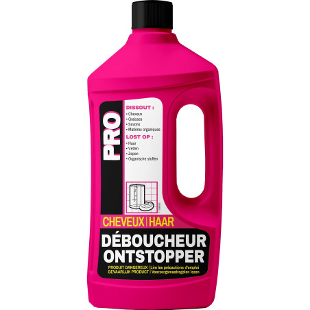 Fulgurant PRO - Déboucheur Professionnel Cheveux, Puissant, Salle de Bain, Eau Stagnante, Poils, Cheveux, Savons, Graisses - 900