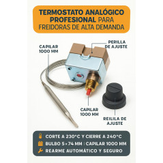 RO - Linea Blanca ® - Thermostat sécurité friteuse 240° capillaire 1000 mm 16 A avec réarmement