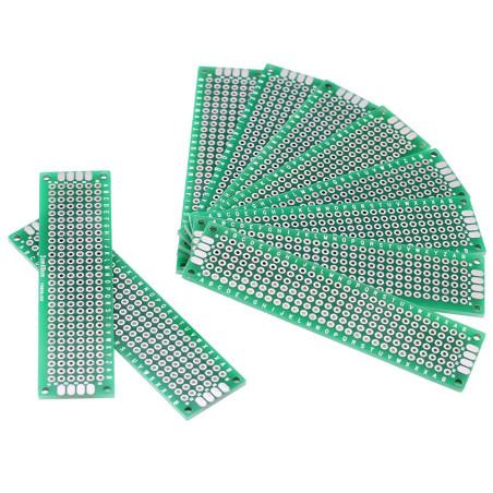 Lot de 10 Cartes de Circuit Imprimé Universelles 2cm x 8cm PCB Double Faces pour Prototypage et Soudure de Composants Électroniq