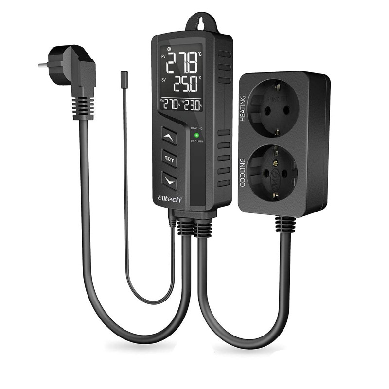 Elitech Contrôleur de Température Sans Fil Thermostat Numérique Interrupteur Automatique Refroidissement et Chauffage, Régulateu Elitech Contrôleur de Température Sans Fil Thermostat Numérique Interrupteur Automatique Refroidissement et Chauffage, Régulateu