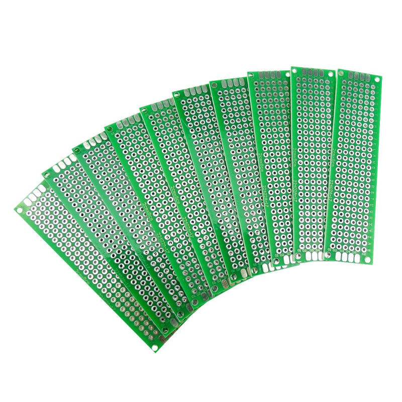 Aihasd 10 pièces Carte PCB double face Kit de maquette prototype 2x8 CM Circuit imprimé à grille de trous planche à pain Compati Aihasd 10 pièces Carte PCB double face Kit de maquette prototype 2x8 CM Circuit imprimé à grille de trous planche à pain Compati