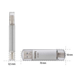 Hama C-Laeta Clé USB 3.1 Gen 1 - Flash Drive 16 Go, Vitesse jusqu'à 40 Mo/s, Clef avec connecteurs USB A & USB C, pour PC/Mac/Ta