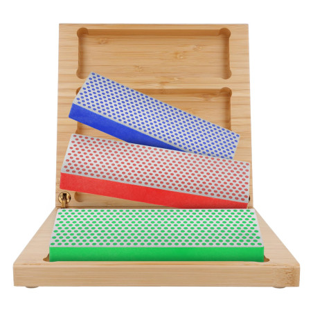 DMT Diamond Whetstone™ Pierre à aiguiser diamantée dans un coffret en bois, lot de 6", grossière, fine, extra-fine | Pierre à ai