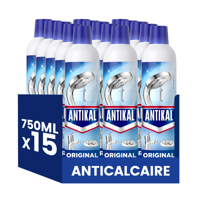 Antikal Gel pour Salle de Bain (750ml x15), Technologie Anti-Gouttes, Élimine Jusqu’à 99.99% Du Calcaire, Parfum Classique Antikal Gel pour Salle de Bain (750ml x15), Technologie Anti-Gouttes, Élimine Jusqu’à 99.99% Du Calcaire, Parfum Classique