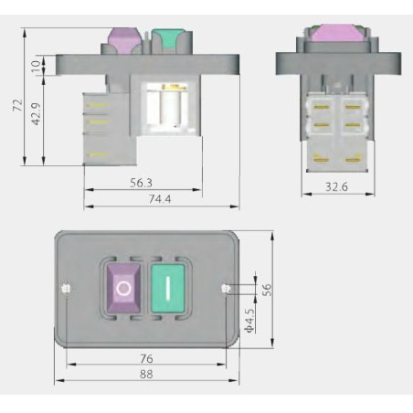 Interrupteur à encastrer/appareil interrupteur magnétique 3 pôles KEDU KJD12-14 230V