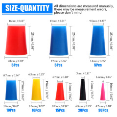 Glarks Assortiment de 100 bouchons coniques en caoutchouc de silicone pour masquer les trous lors du revêtement en poudre, de la