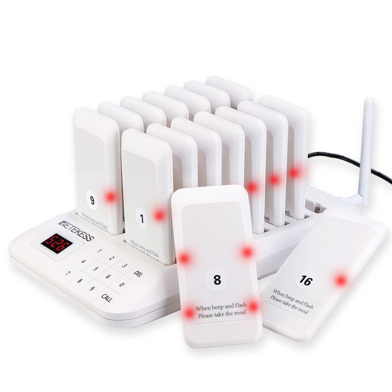 Retekess TD157 Blanc Élégant Bipper Restaurant, 500M Restaurant Pager, 300 mAh 20H, 998 Canaux, Simplicité d'utilisation, Bipeur