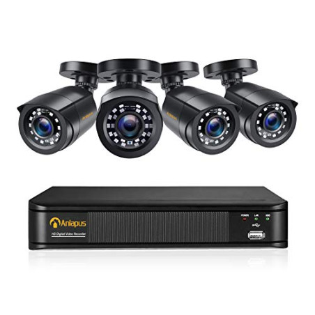 Anlapus FHD 1080P H.265+ Kit Vidéo Surveillance - 8CH 1080P HD DVR Enregistreur avec 2MP Caméras de Surveillance Extérieure, APP