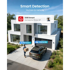 ZOSI H.265+ 8CH 5MP Lite DVR Enregistreur Vidéo Numérique avec 4X Caméra de Surveillance 2MP, Détection de Mouvement et Notifica