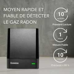 Ecosense EQ100 EcoQube, Détecteur de Radon Numérique, Capture Rapide des Variations, Surveillance Continue avec Graphiques de Te