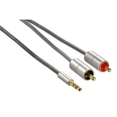 HAMA Câble de liaison "AluLine" jack 3,5 mm mâle stéréo - 2 RCA mâles 1 m