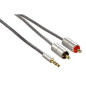 HAMA Câble de liaison "AluLine" jack 3,5 mm mâle stéréo - 2 RCA mâles 1 m