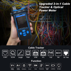 NOYAFA NF-8508 Testeur de Câbles Ethernet – Mesureur de Puissance Optique, Testeur RJ45/RJ11, VFL, Test PoE, NCV, Mesure de Long