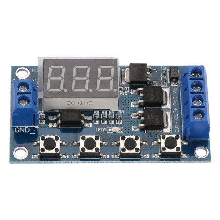 Module de Minuterie de Cycle de Relais 12V-24V, Commutateur de Retard Multifonctions à Retardement avec Double Carte de Commande