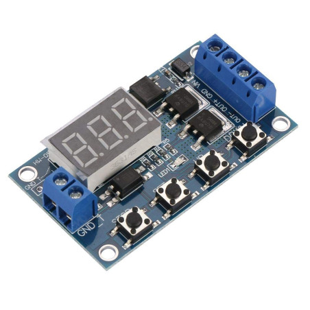 Module de Minuterie de Cycle de Relais 12V-24V, Commutateur de Retard Multifonctions à Retardement avec Double Carte de Commande