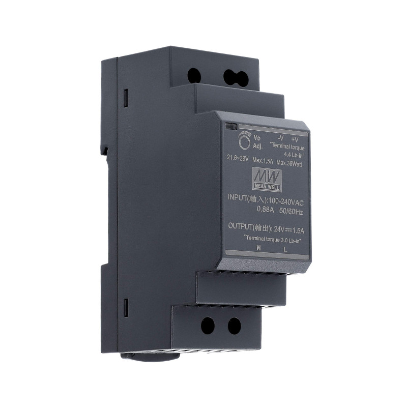 Mean Well HDR-30-24 Bloc d'alimentation rail DIN 24 VDC 1,5 A 36 W Mean Well HDR-30-24 Bloc d'alimentation rail DIN 24 VDC 1,5 A 36 W