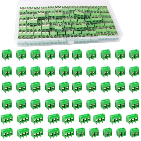 RUNCCI-YUN 80 Pièces 300V 10A Bornier à Vis Connecteur à Vis de PCB (Vert)2 Broches (Pin) et 3 Broches (Pin)
