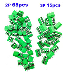 RUNCCI-YUN 80 Pièces 300V 10A Bornier à Vis Connecteur à Vis de PCB (Vert)2 Broches (Pin) et 3 Broches (Pin)