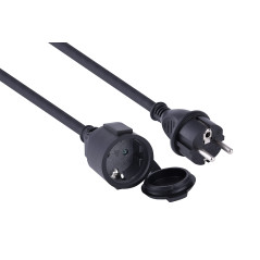 Electraline 01659 Rallonge IP44 (câble de 5 m, H07RN-F 3G1.5, pour l'extérieur et l'utilisation sur Les Chantiers) Noir