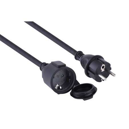 Electraline 01659 Rallonge IP44 (câble de 5 m, H07RN-F 3G1.5, pour l'extérieur et l'utilisation sur Les Chantiers) Noir