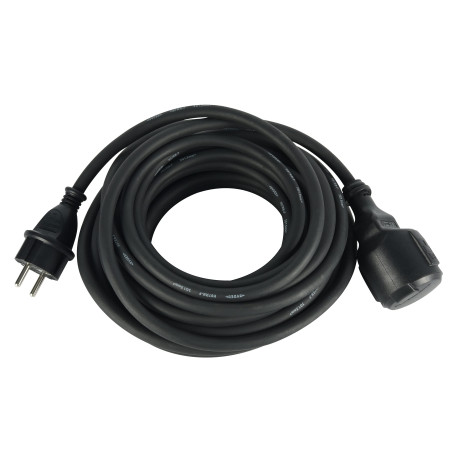 Electraline 01659 Rallonge IP44 (câble de 5 m, H07RN-F 3G1.5, pour l'extérieur et l'utilisation sur Les Chantiers) Noir