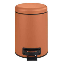 WENKO Poubelle à pédale Leman, Petite Poubelle Salle de Bain idéale pour les WC, le bureau, petite poubelle design d'une capacit