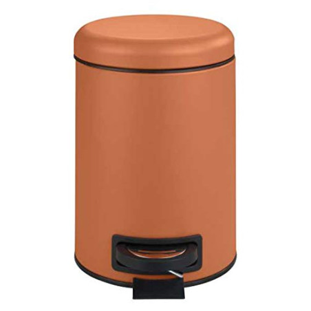 WENKO Poubelle à pédale Leman, Petite Poubelle Salle de Bain idéale pour les WC, le bureau, petite poubelle design d'une capacit