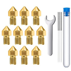 MMOBIEL 10 pièces MK8 en Laiton de 0,8 mm pour imprimante 3D, extrudeuse Compatible avec Les séries Creality Ender 3, Ender 5, C