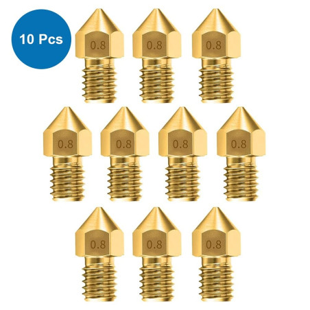 MMOBIEL 10 pièces MK8 en Laiton de 0,8 mm pour imprimante 3D, extrudeuse Compatible avec Les séries Creality Ender 3, Ender 5, C
