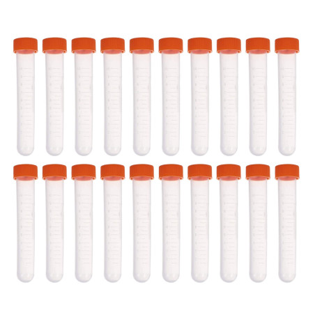 HUAZIZ 20 pcs Tubes à Essai Gradués 10ml, Cryotubes En Plastique Tubes, Tube de Fiole Congelé en Plastique avec Bouchon à Vis, F