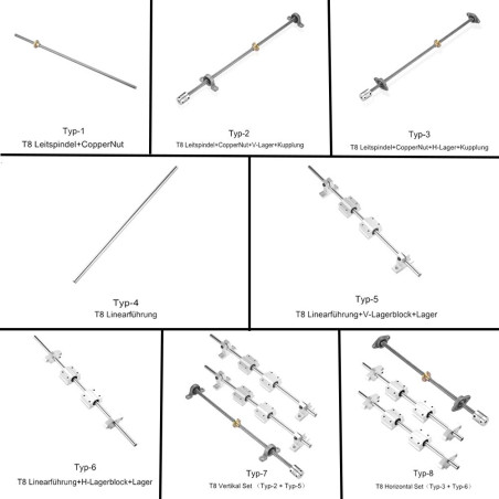 S SIENOC 500mm 3D imprimantes & CNC φ8mm Axe optique/Axe linéaire/guidage linéaire/axe de précision 45# en acier Chromé + Suppor